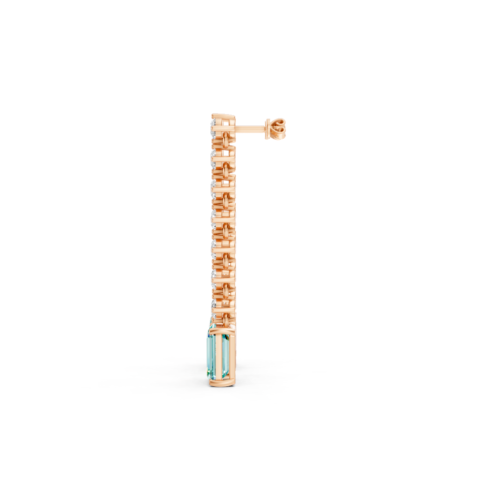 Paraiba Tourmaline Octagonal Drop Earrings with Diamond Tennis Chain
