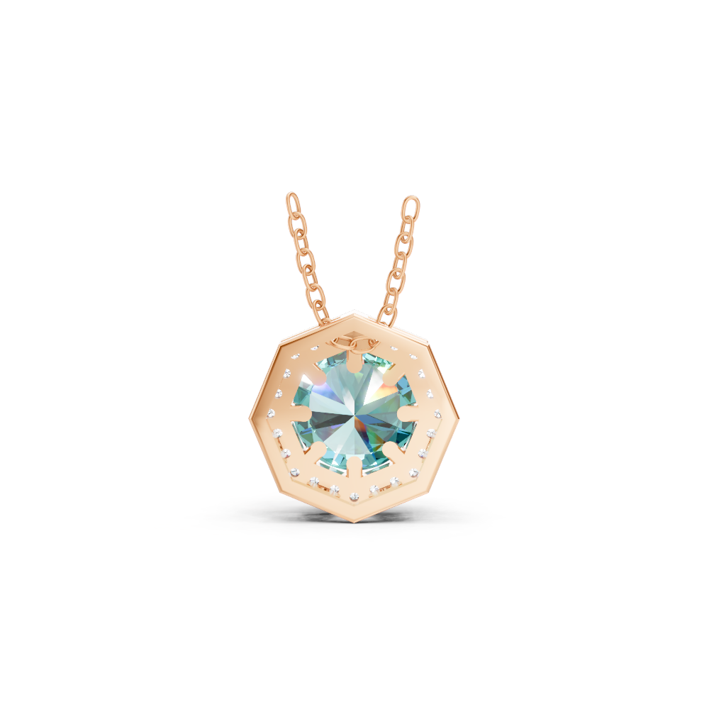 Paraiba Tourmaline Round Octagonal Halo Pendant