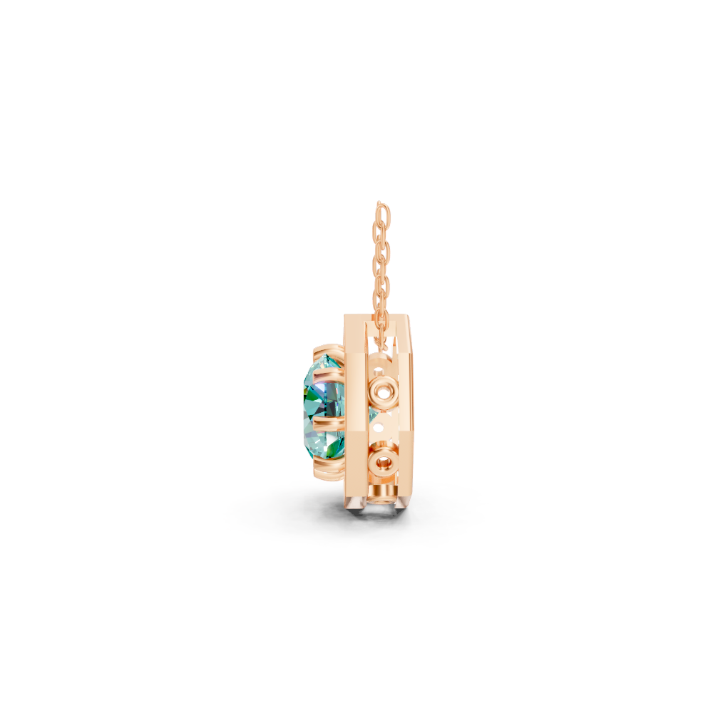 Paraiba Tourmaline Round Octagonal Halo Pendant
