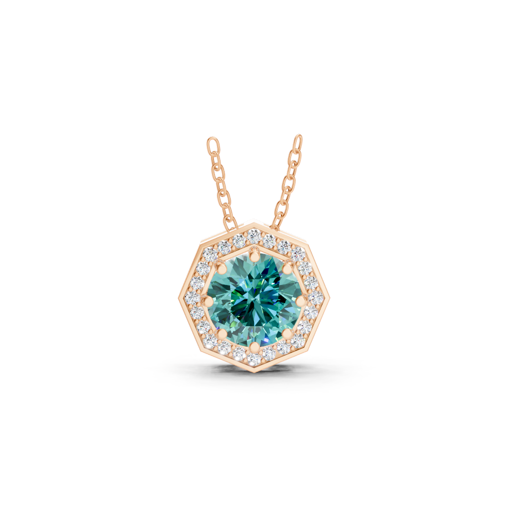 Paraiba Tourmaline Round Octagonal Halo Pendant