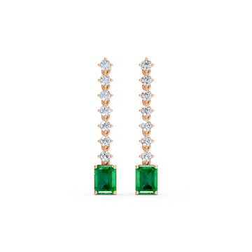 Colombian Emerald Octagon Drop Earrings with Diamond Tennis Chain
