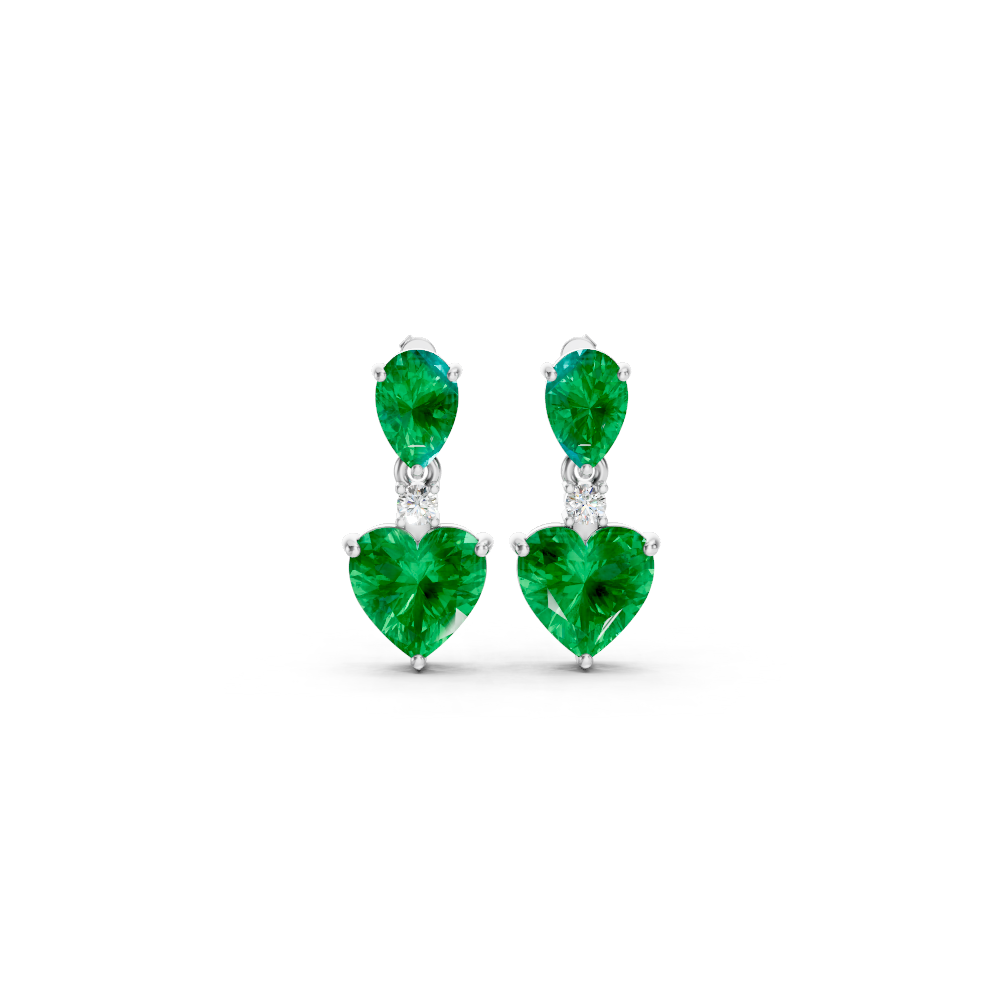Colombian Emerald Pear & Heart Drop Earrings