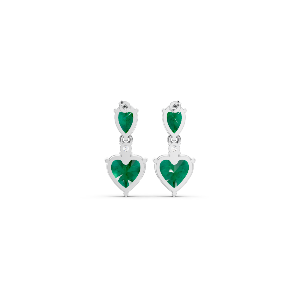 Colombian Emerald Pear & Heart Drop Earrings