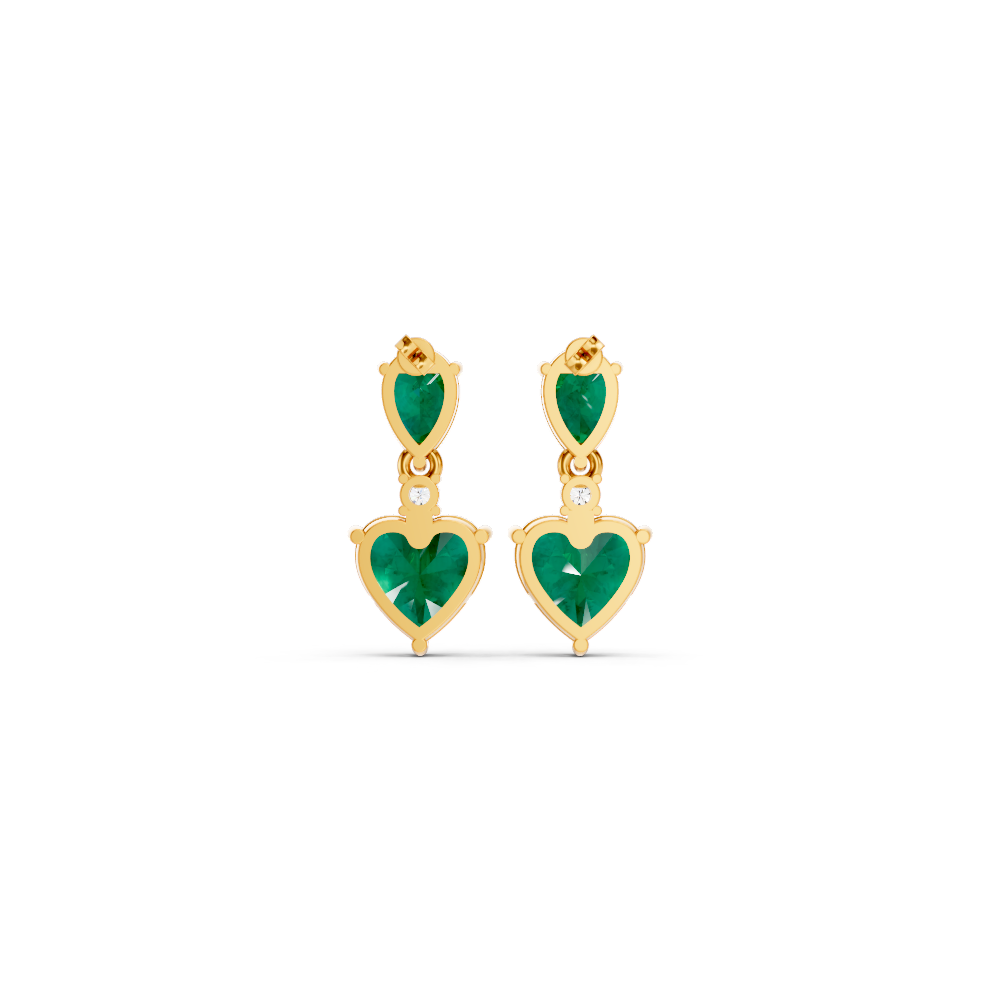 Colombian Emerald Pear & Heart Drop Earrings