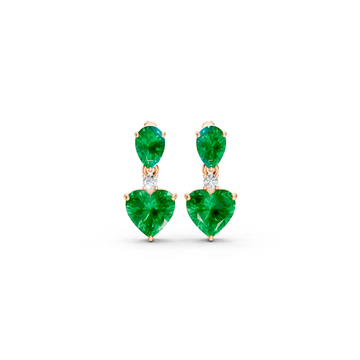 Colombian Emerald Pear & Heart Drop Earrings