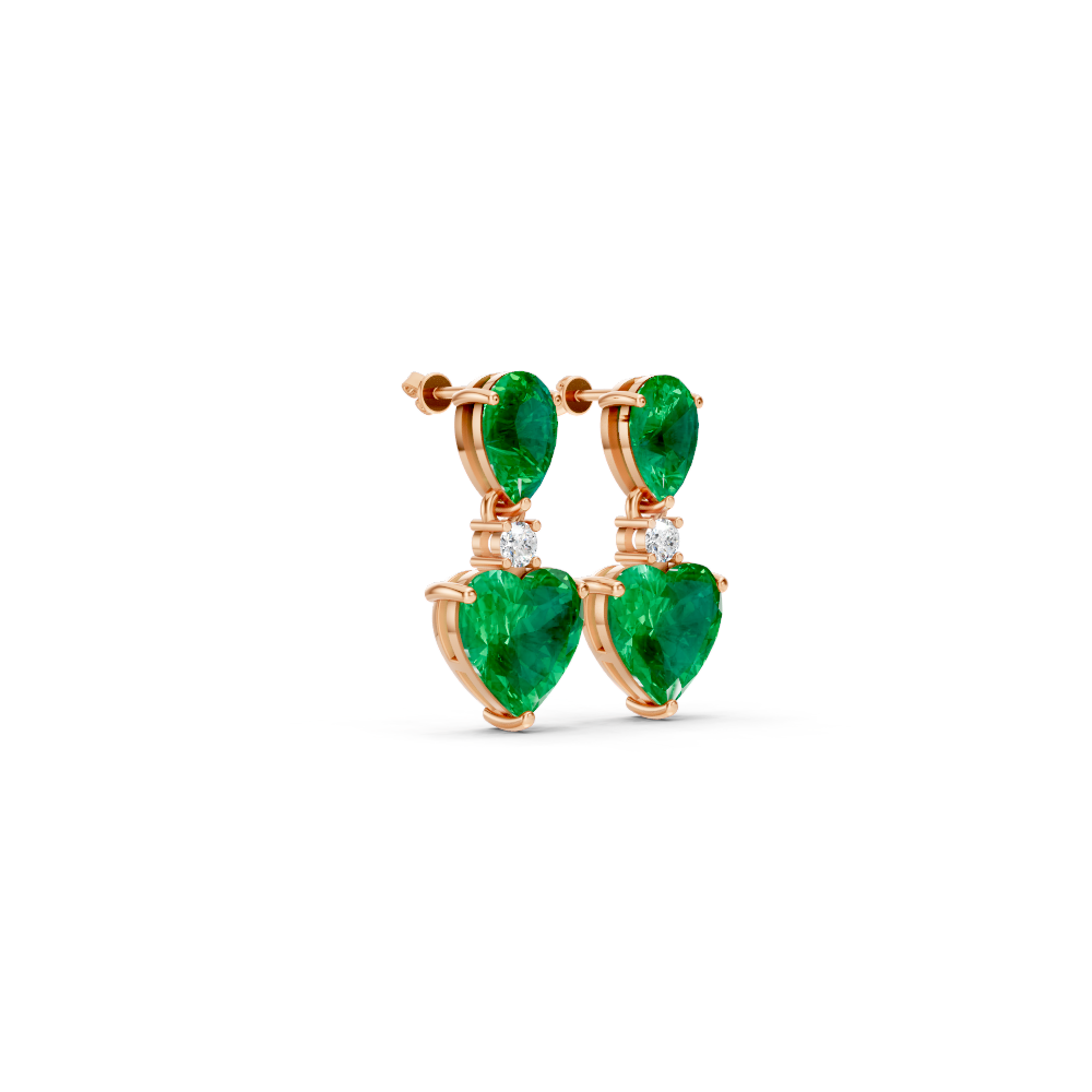Colombian Emerald Pear & Heart Drop Earrings