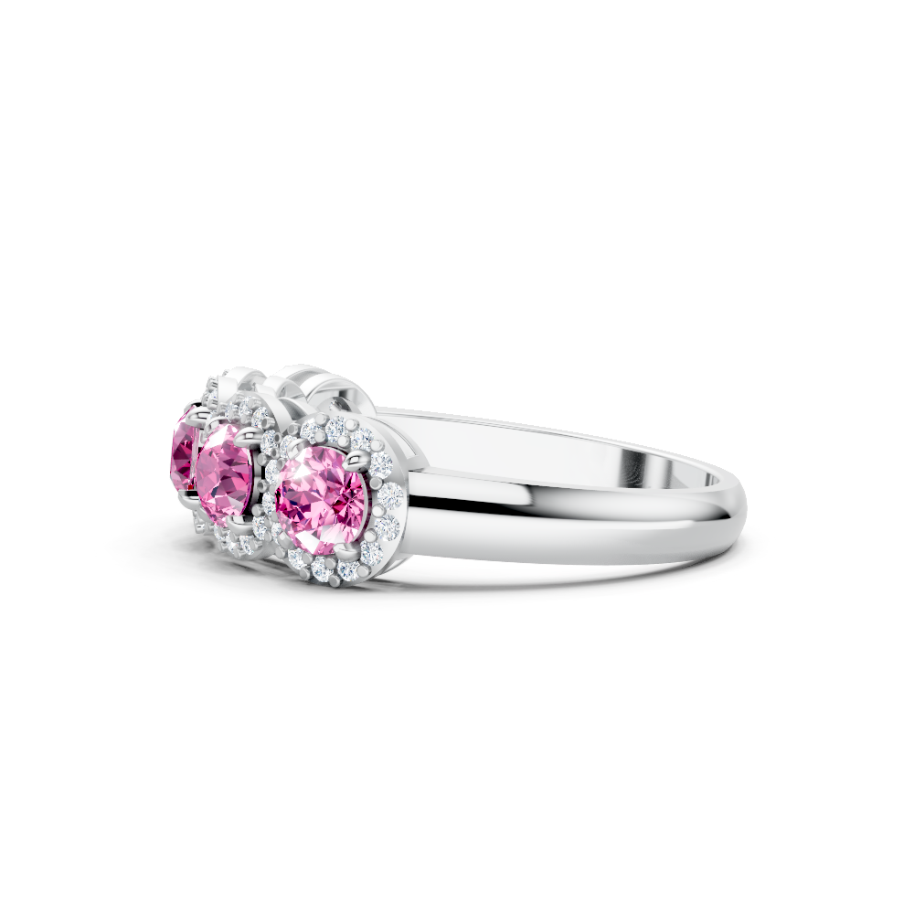 Pink Sapphire 5-Stone Halo Band Ring