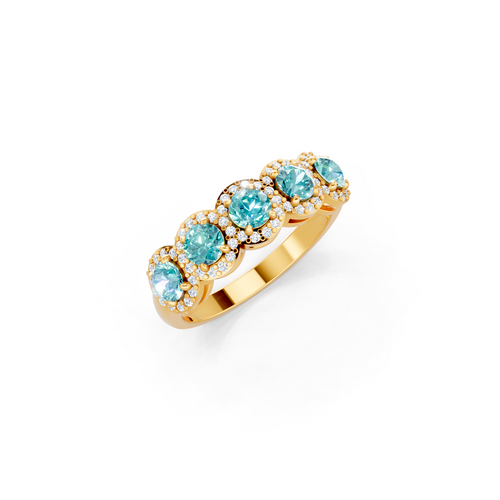 Paraiba Tourmaline  5-Stone Halo Band Ring