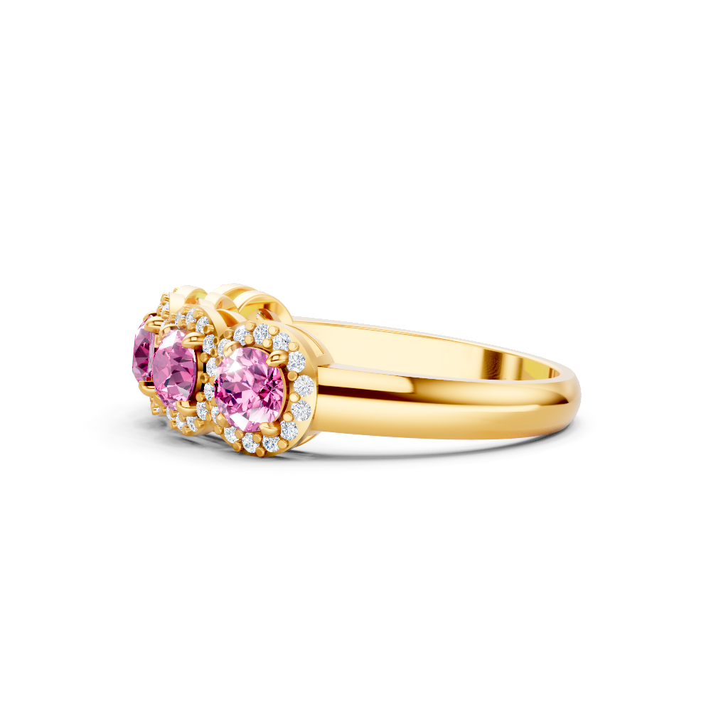 Pink Sapphire 5-Stone Halo Band Ring