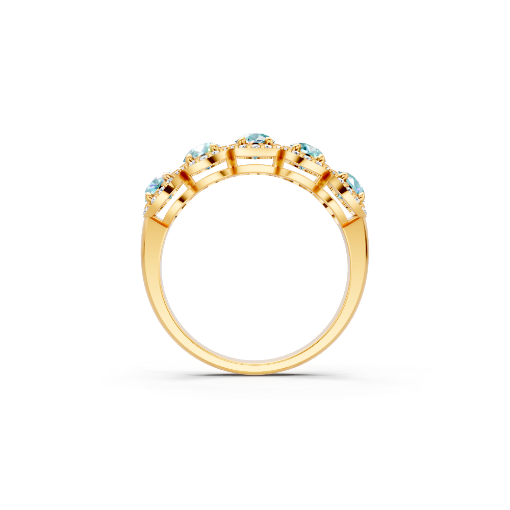 Pink Sapphire 5-Stone Halo Band Ring