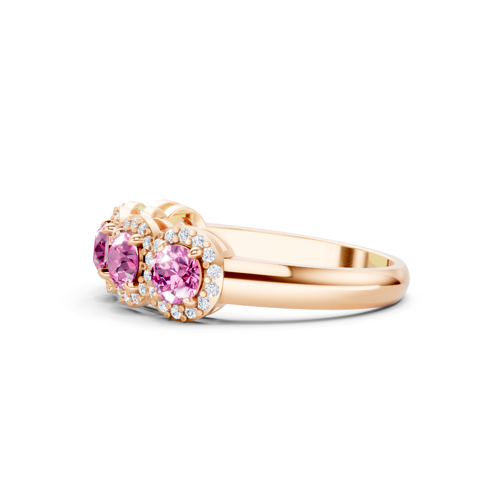 Pink Sapphire 5-Stone Halo Band Ring