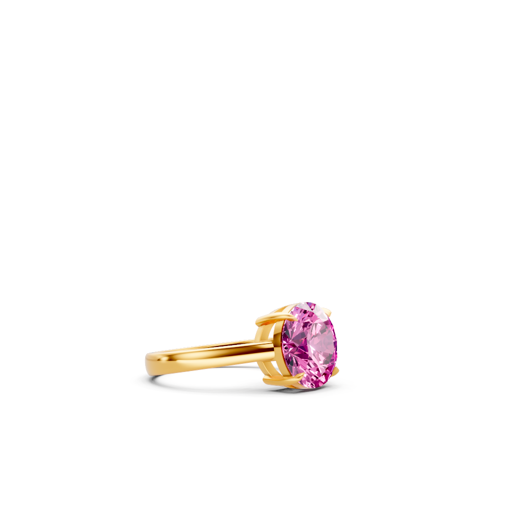 Pink Sapphire Round Solitaire Ring