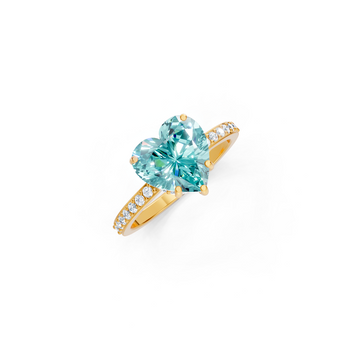 Paraiba Tourmaline Heart Ring with Diamond Pave Band