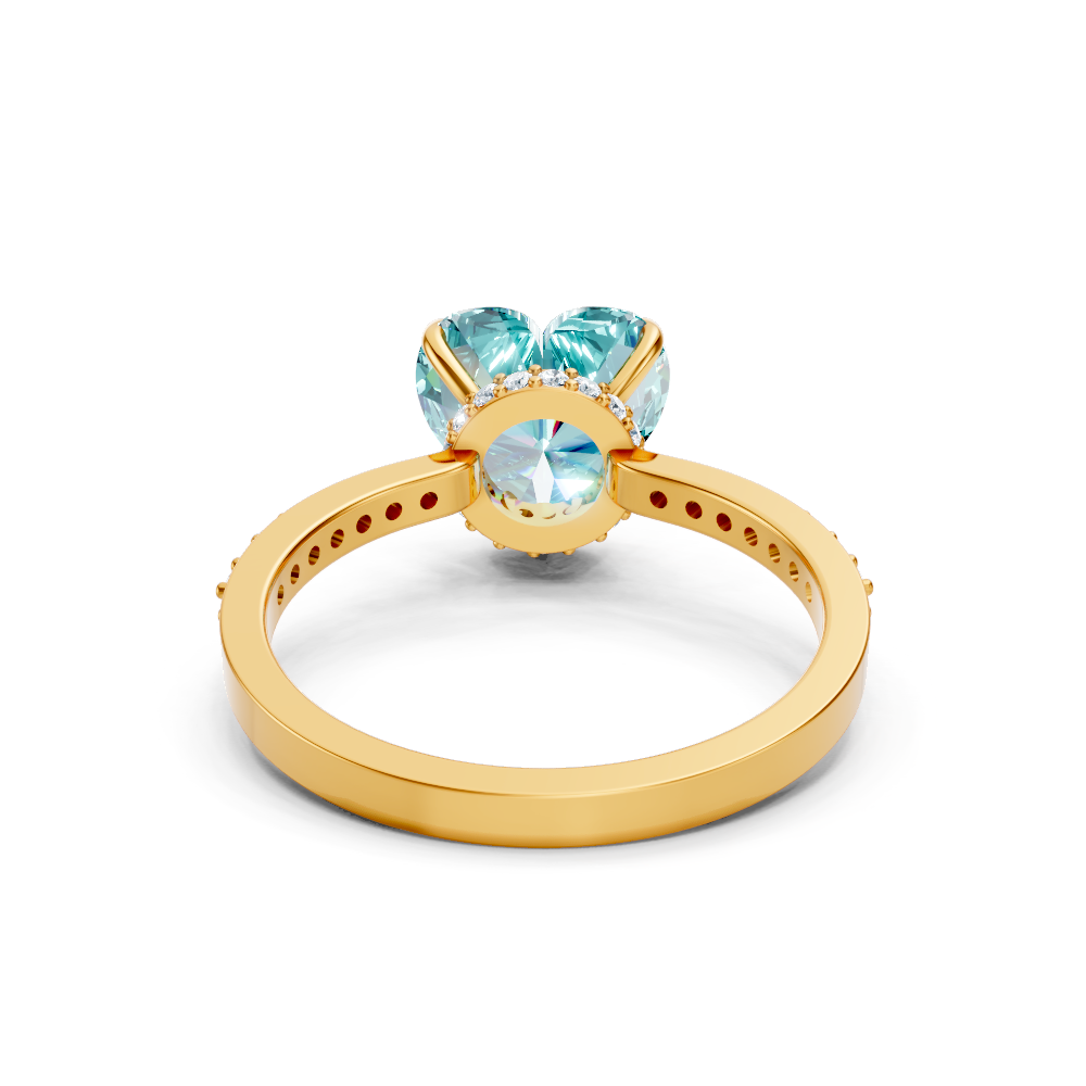 Paraiba Tourmaline Heart Ring with Diamond Pave Band