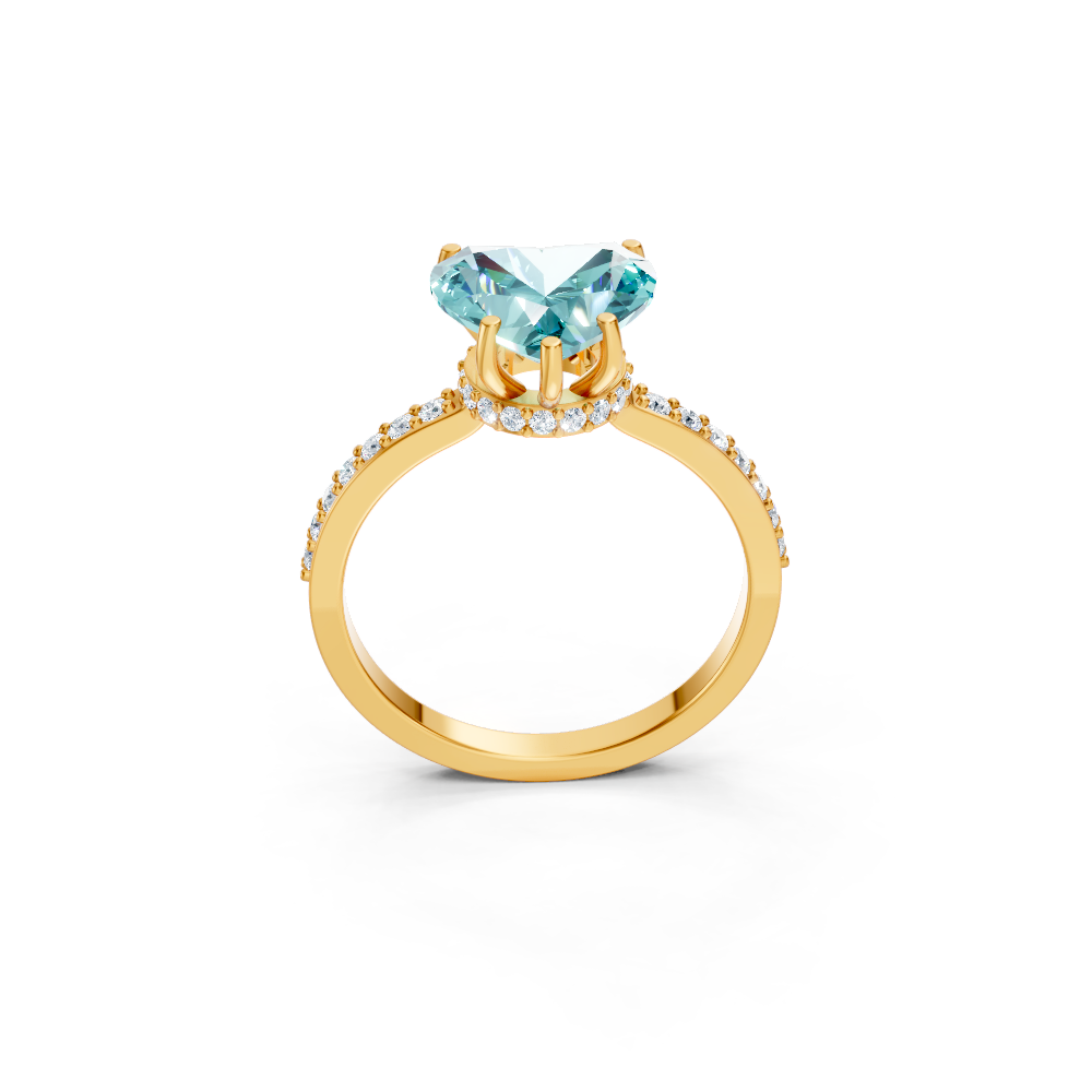Paraiba Tourmaline Heart Ring with Diamond Pave Band