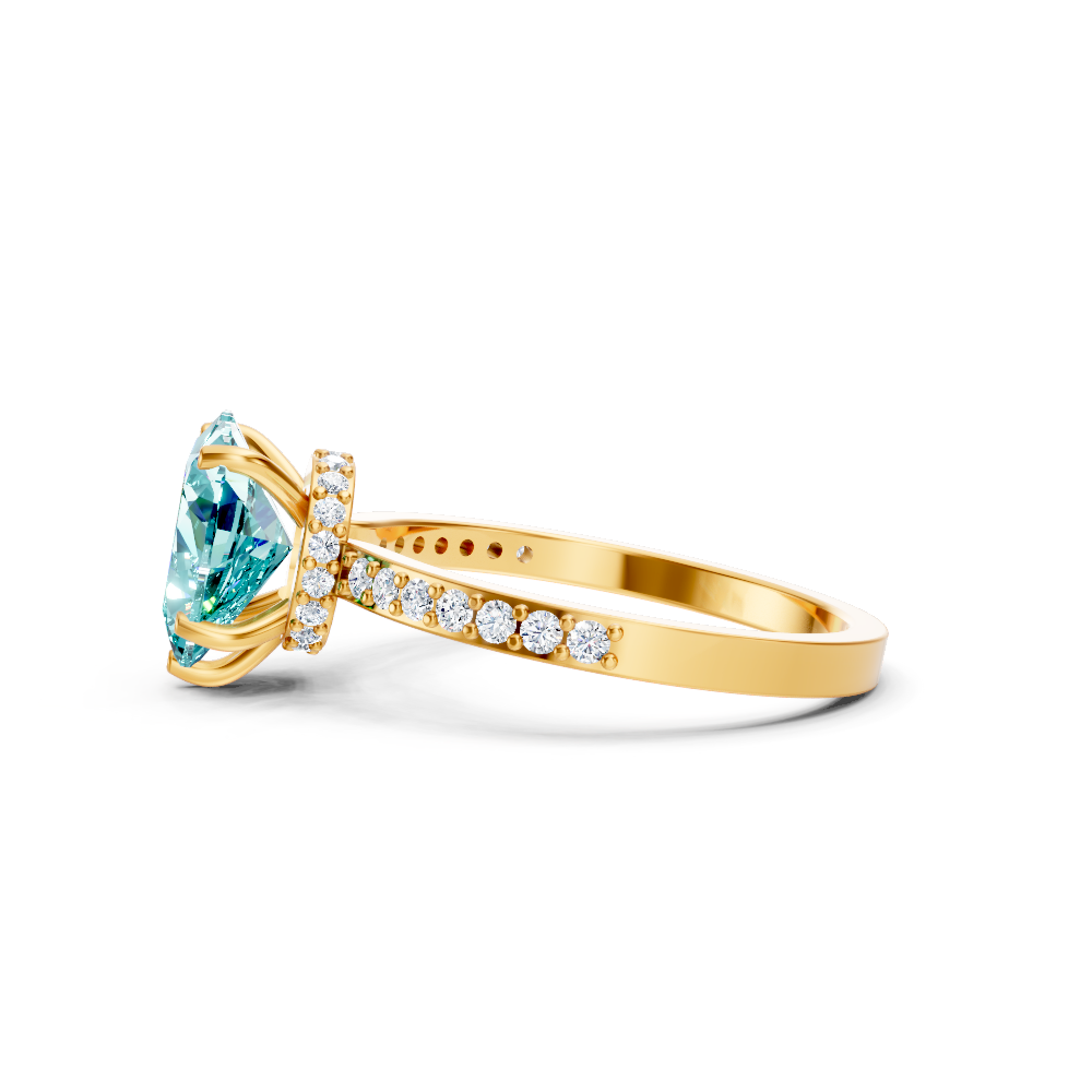 Paraiba Tourmaline Heart Ring with Diamond Pave Band