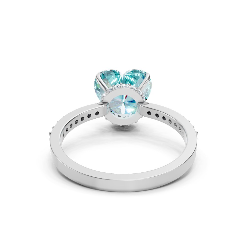 Paraiba Tourmaline Heart Ring with Diamond Pave Band