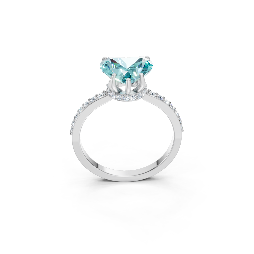 Paraiba Tourmaline Heart Ring with Diamond Pave Band