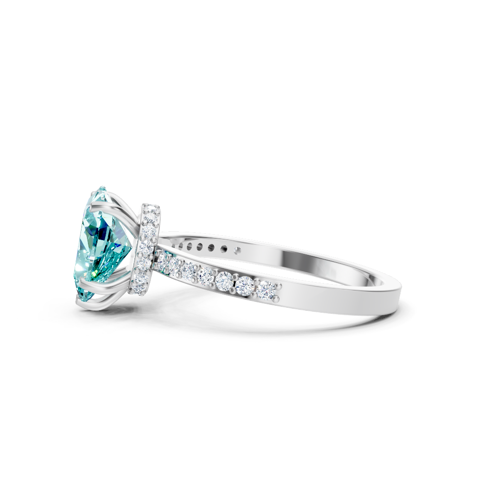 Paraiba Tourmaline Heart Ring with Diamond Pave Band