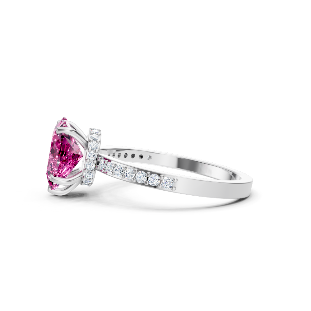Pink Sapphire Heart Ring with Diamond Pave Band