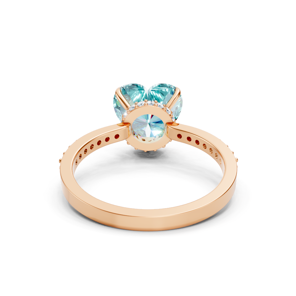 Paraiba Tourmaline Heart Ring with Diamond Pave Band