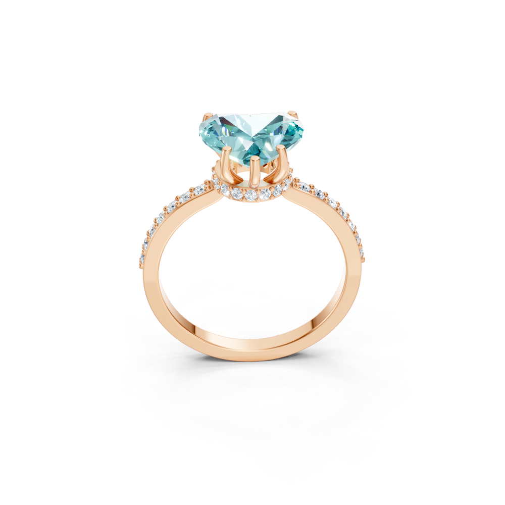 Paraiba Tourmaline Heart Ring with Diamond Pave Band