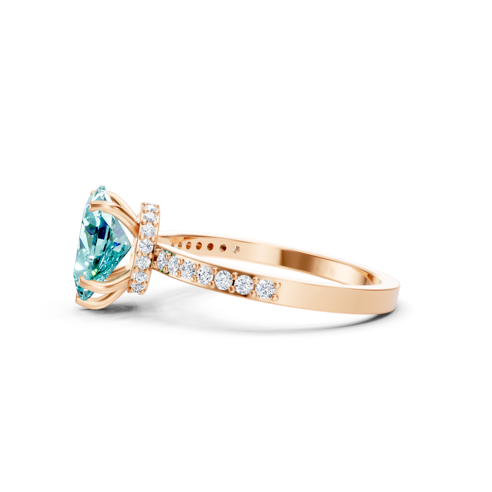 Paraiba Tourmaline Heart Ring with Diamond Pave Band