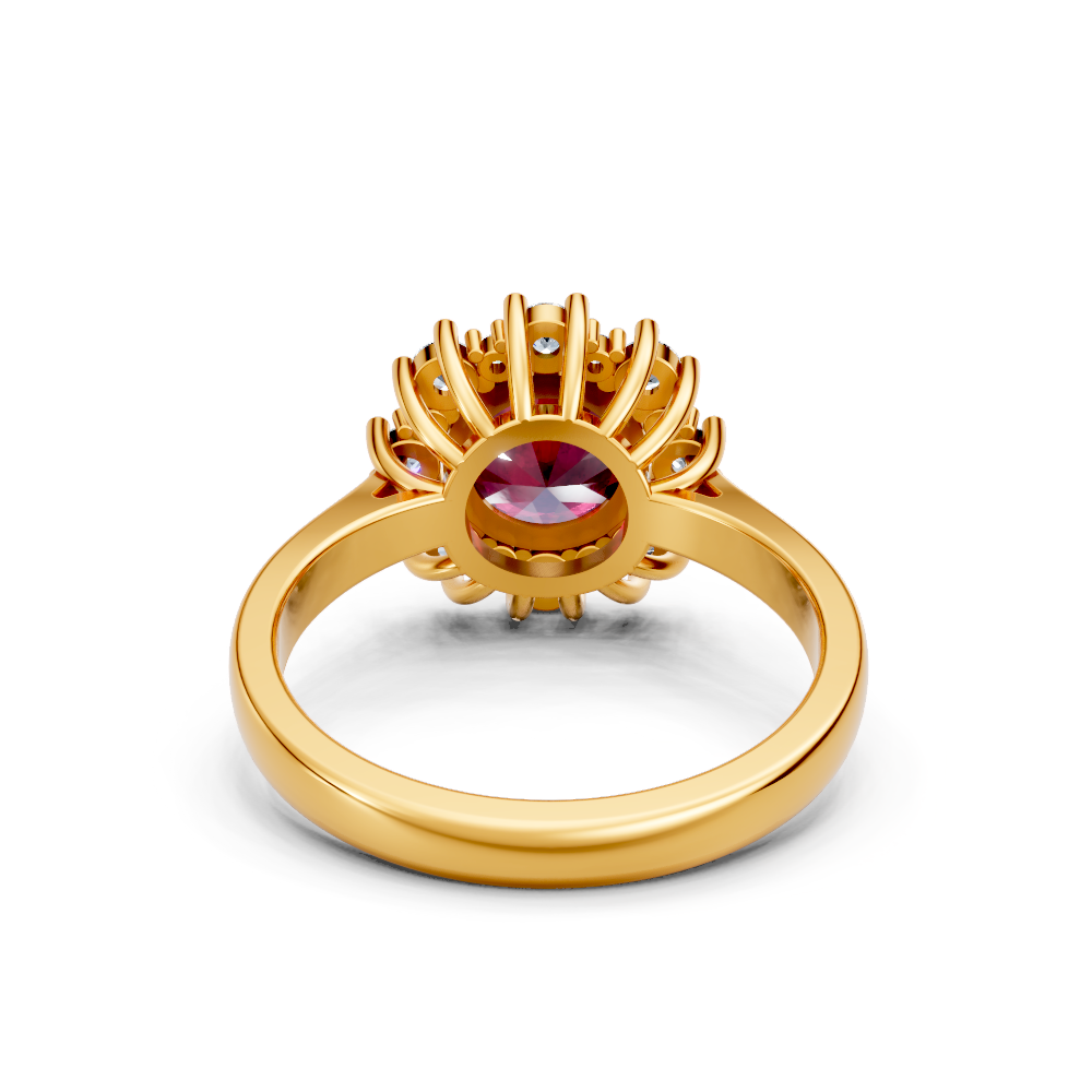 Ruby Sunburst Halo Ring