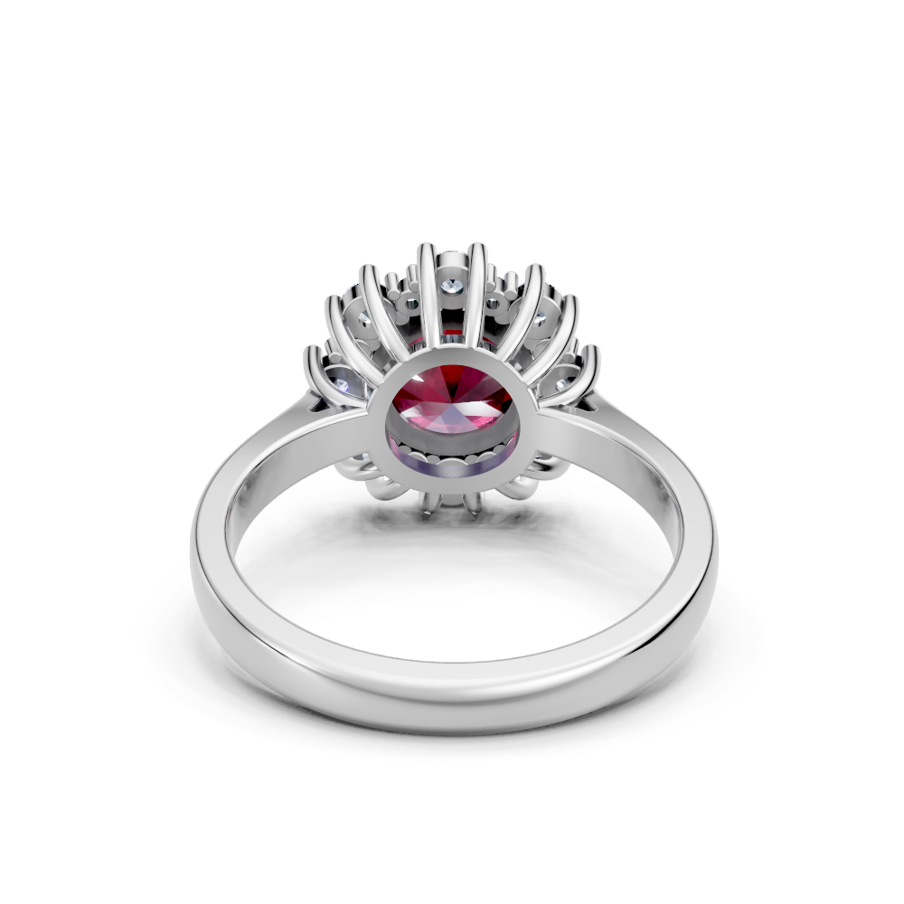 Ruby Sunburst Halo Ring