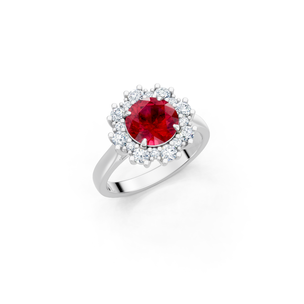 Ruby Sunburst Halo Ring