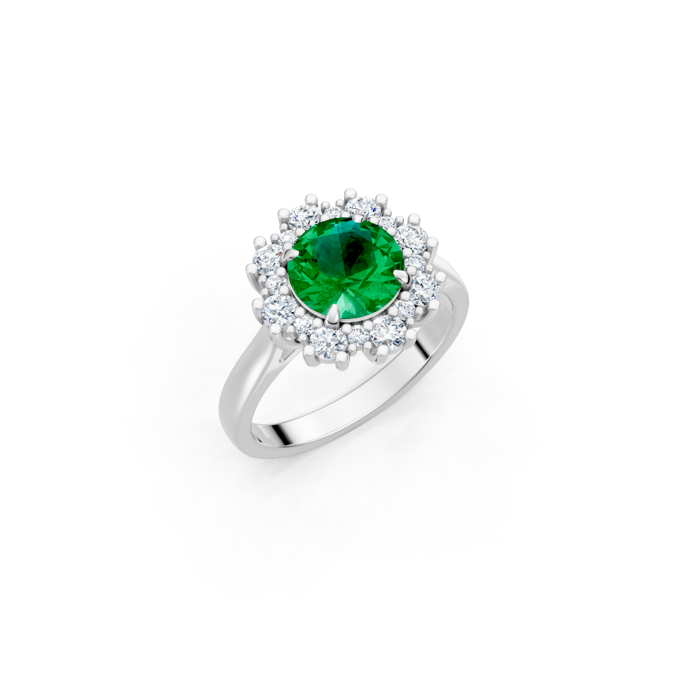 Colombian Emerald Sunburst Halo Ring