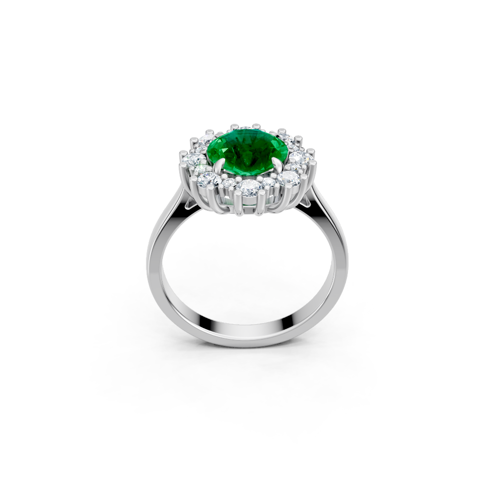 Colombian Emerald Sunburst Halo Ring