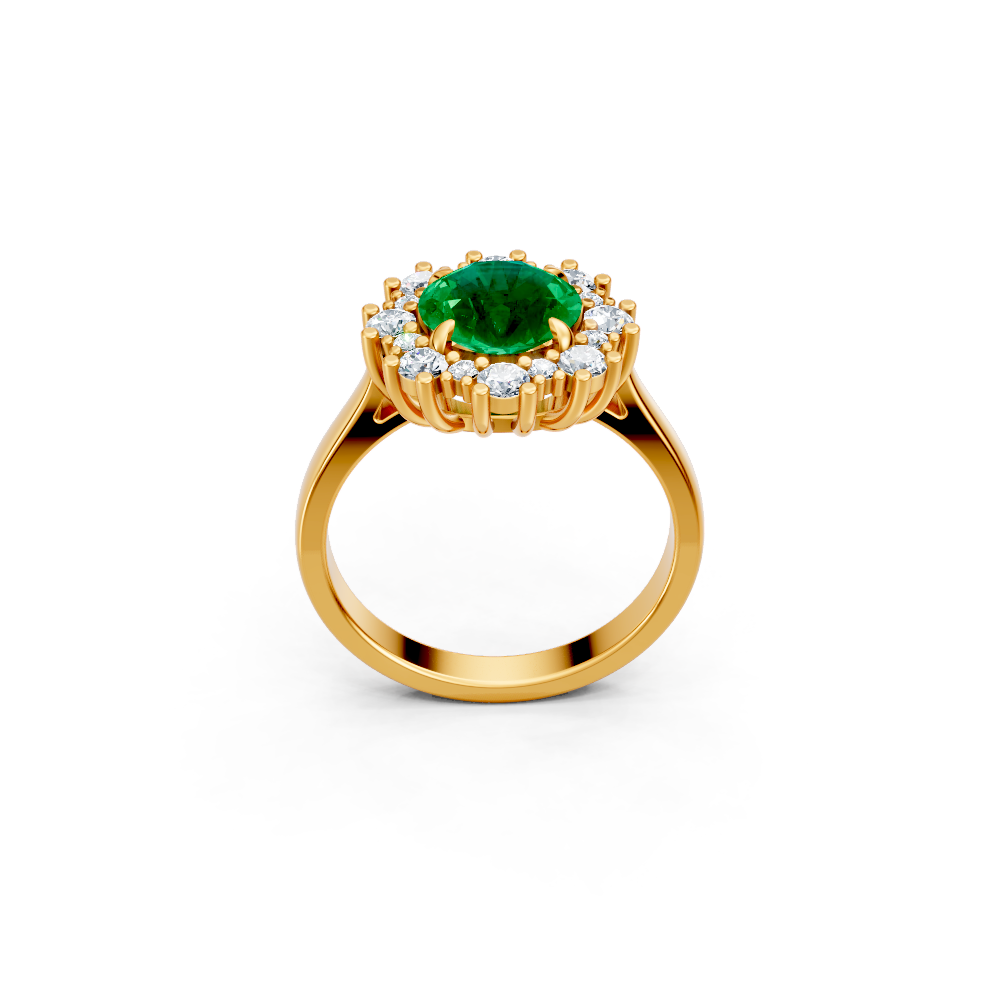 Colombian Emerald Sunburst Halo Ring