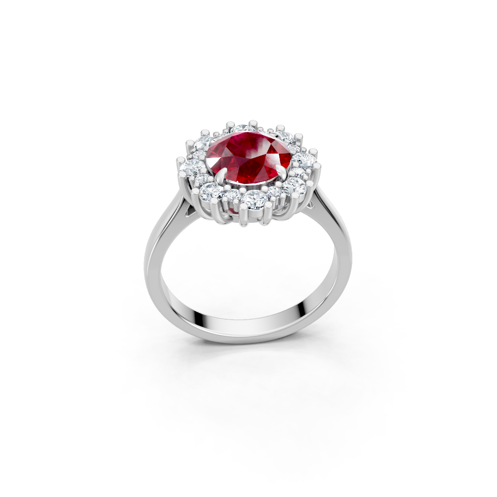 Ruby Sunburst Halo Ring