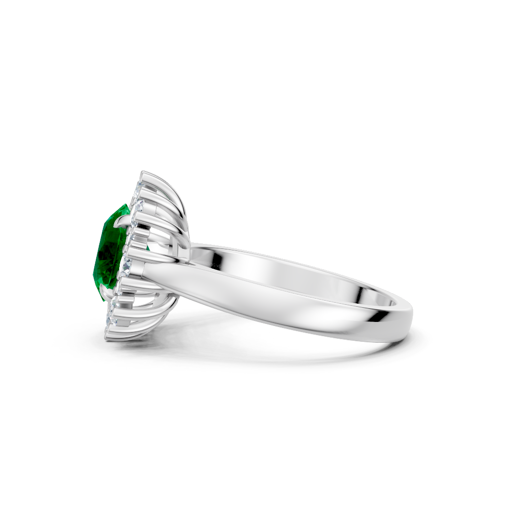 Colombian Emerald Sunburst Halo Ring