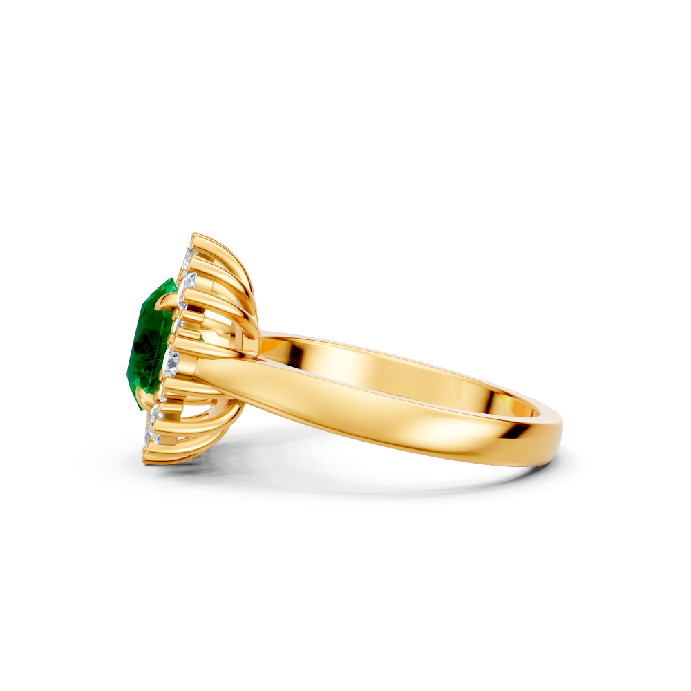 Colombian Emerald Sunburst Halo Ring