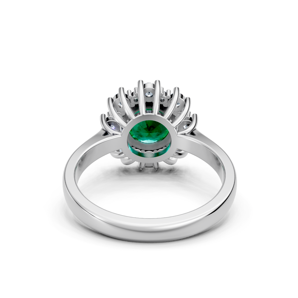 Colombian Emerald Sunburst Halo Ring