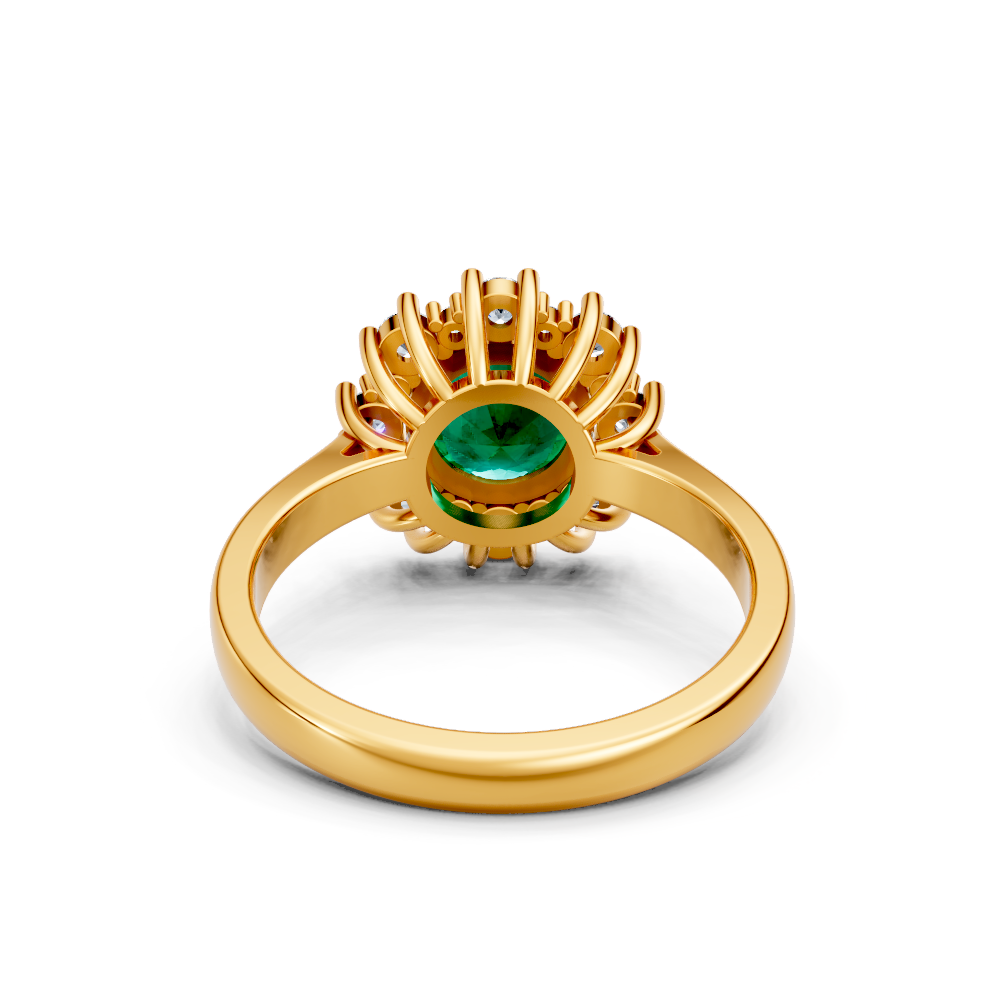 Colombian Emerald Sunburst Halo Ring