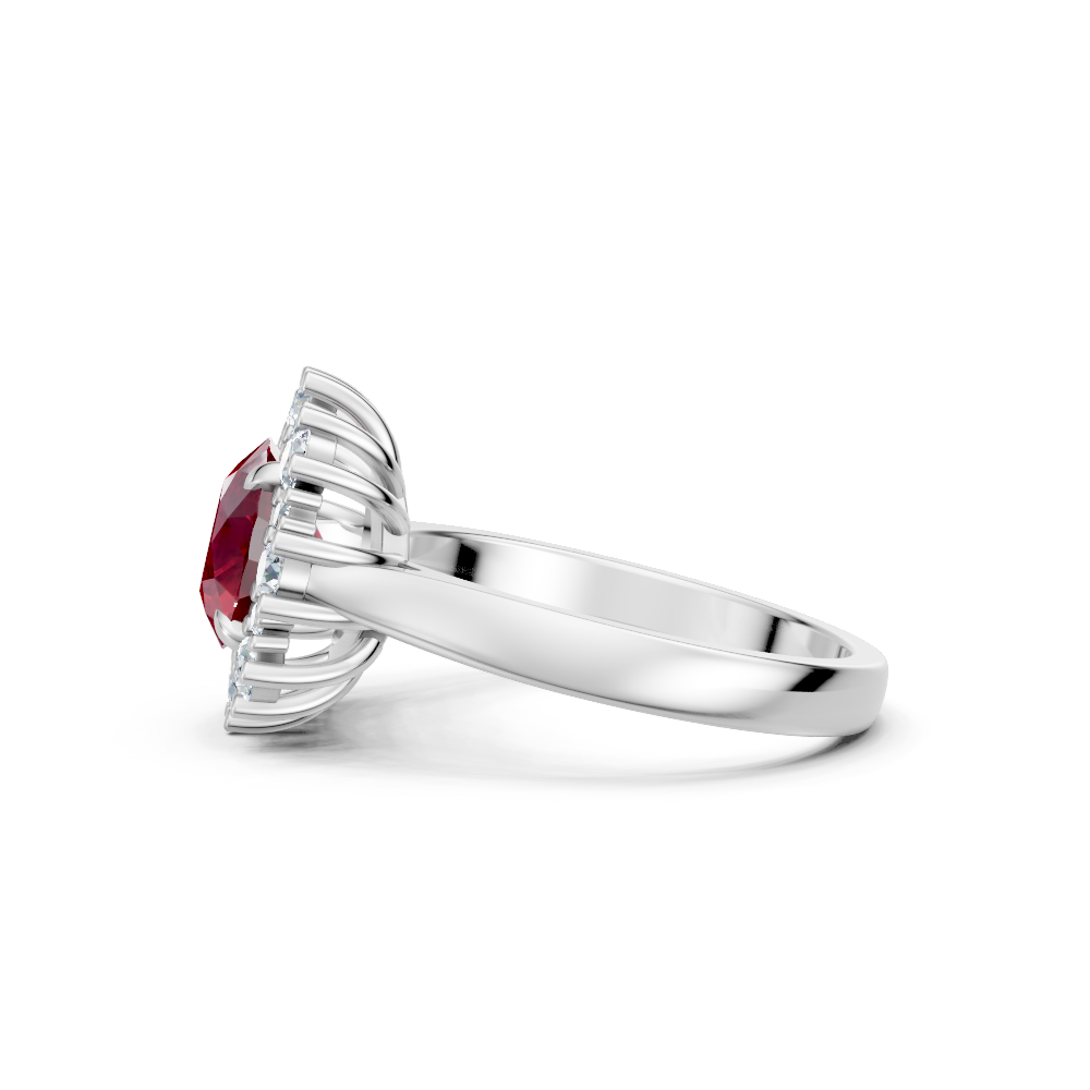 Ruby Sunburst Halo Ring
