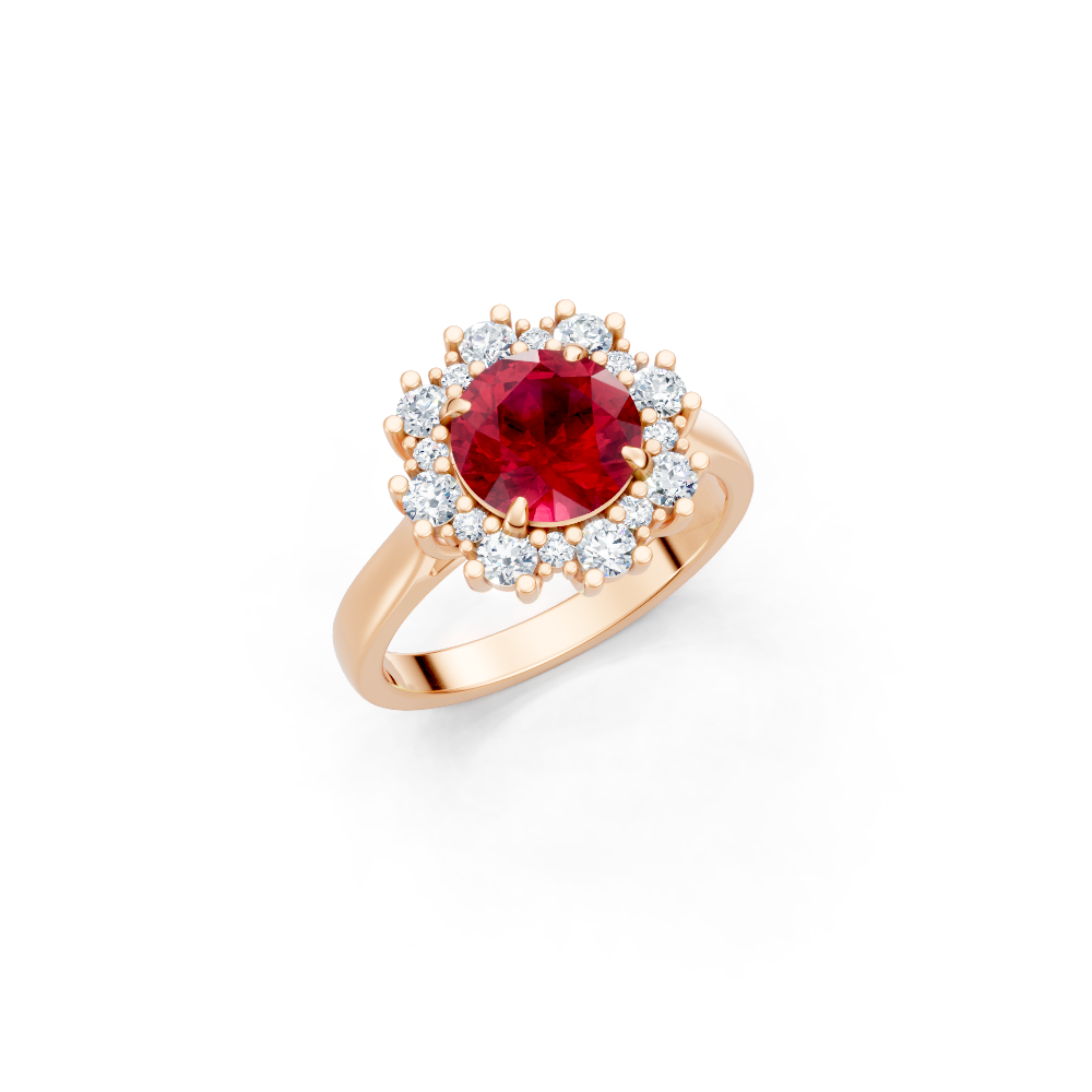 Ruby Sunburst Halo Ring