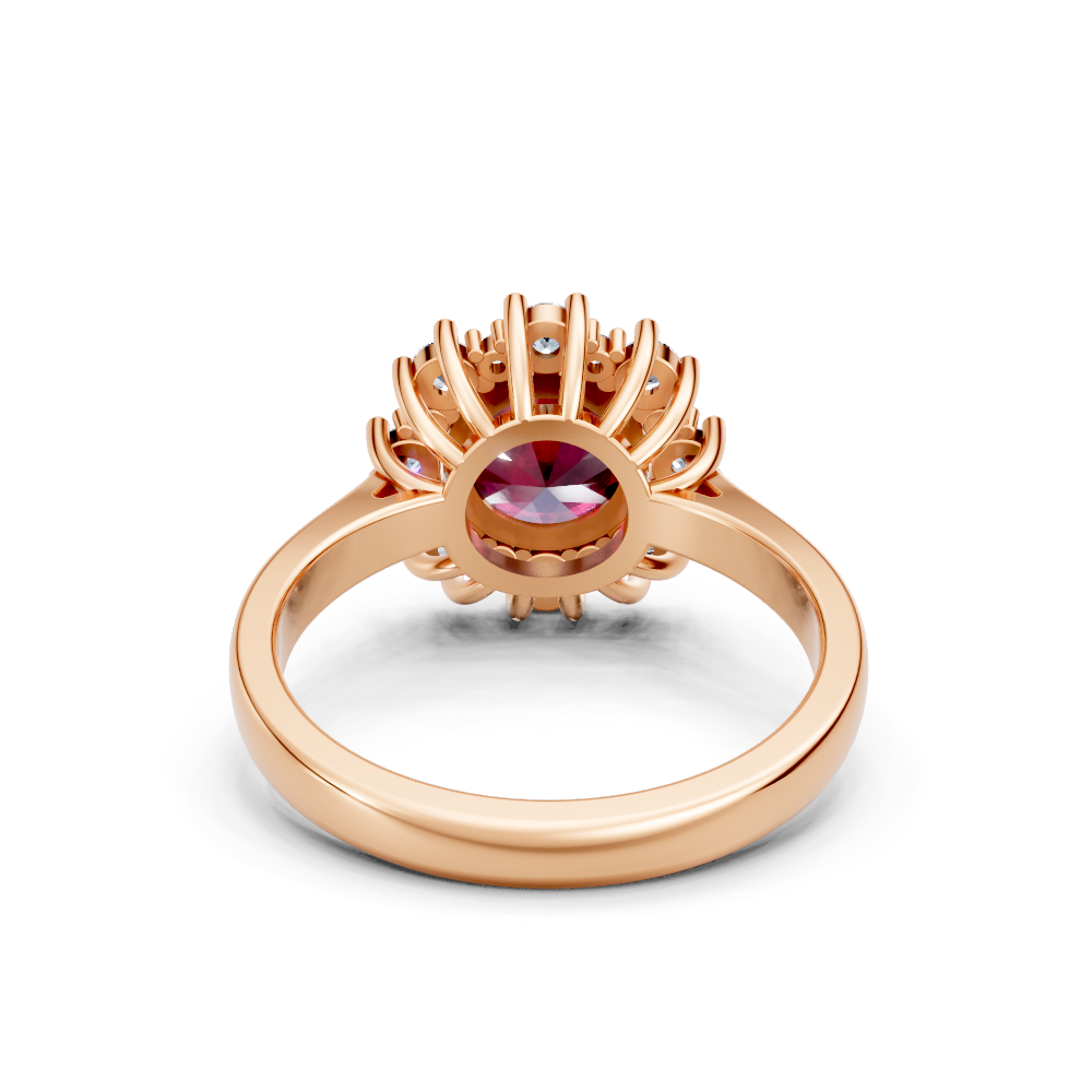Ruby Sunburst Halo Ring