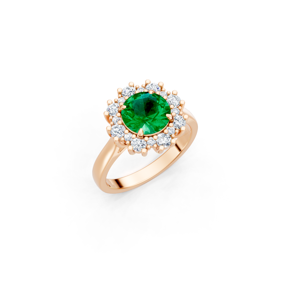 Colombian Emerald Sunburst Halo Ring