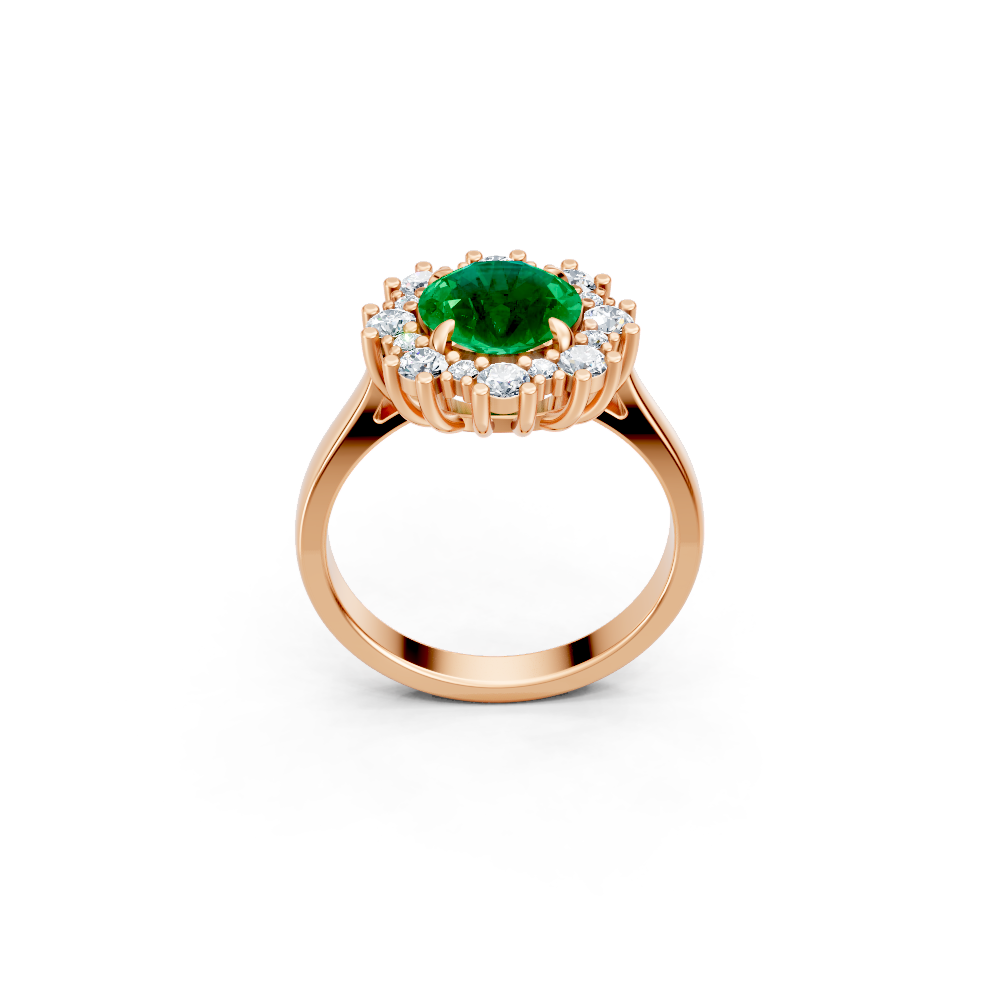 Colombian Emerald Sunburst Halo Ring