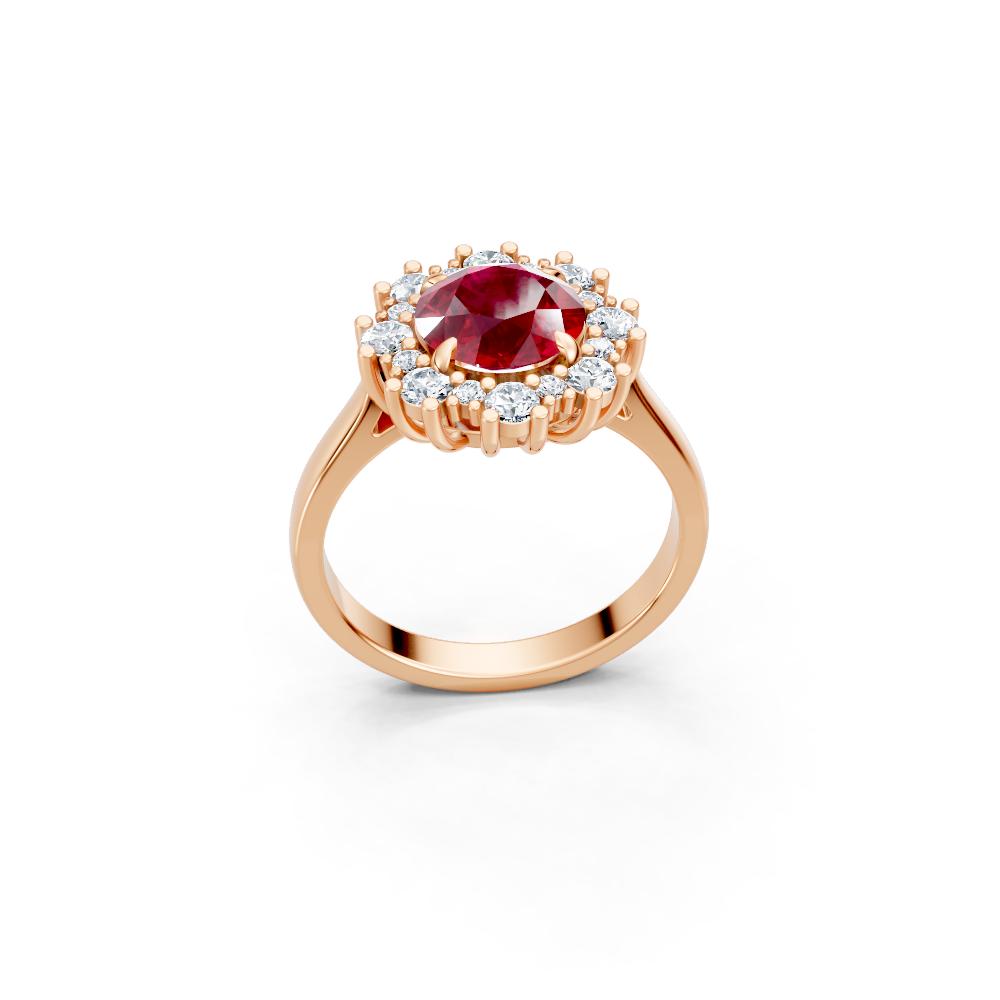 Ruby Sunburst Halo Ring