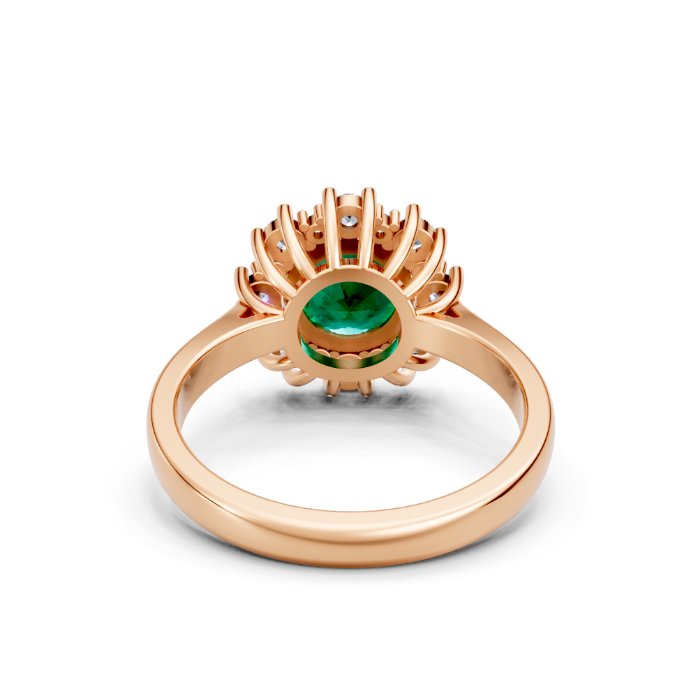 Colombian Emerald Sunburst Halo Ring