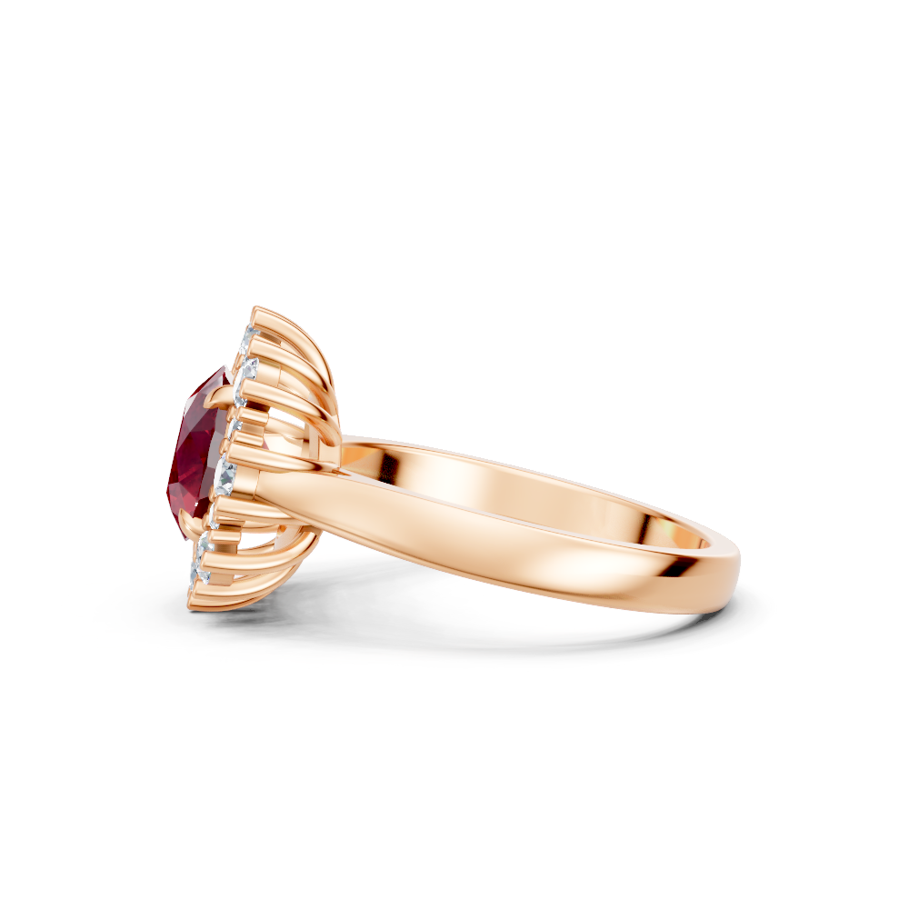 Ruby Sunburst Halo Ring