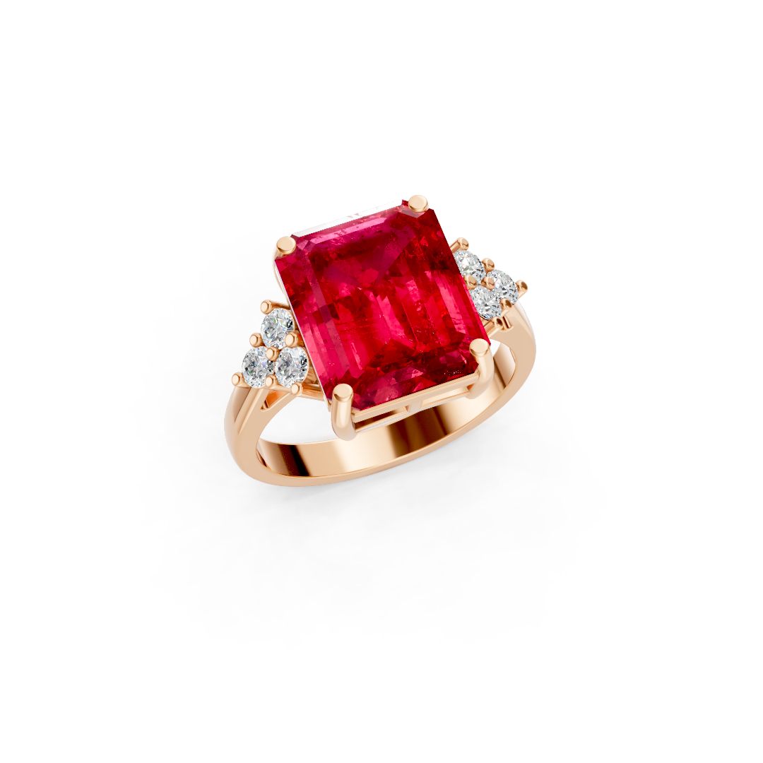 Subtle Ruby Emerald Cut Ring