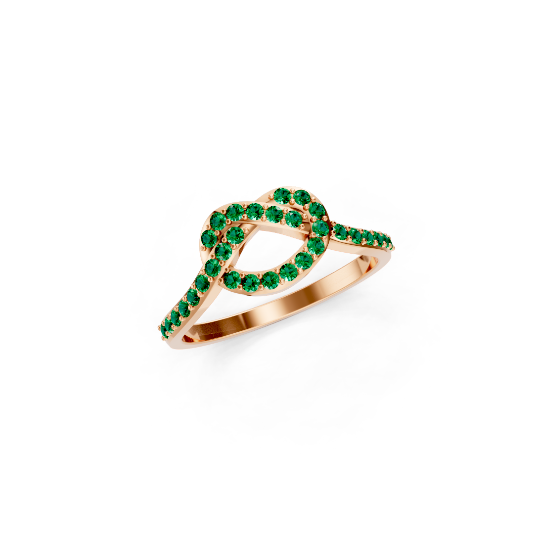Colombian  Emerald Infinity Knot Ring