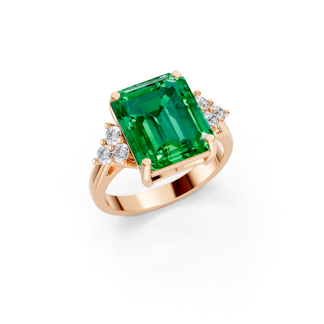 Subtle Colombian Emerald Cut Ring