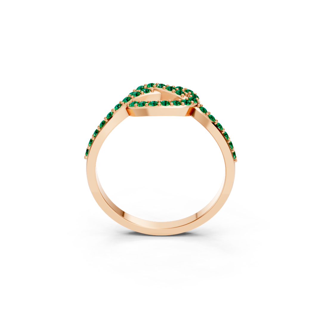 Colombian  Emerald Infinity Knot Ring